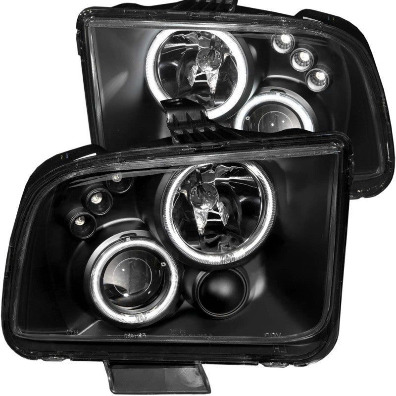 ANZO 121166 2009 fits Ford 05-20 Mustang Projector Headlights w/ Halo Black