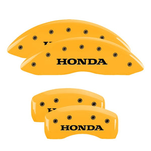 MGP 20139SHONYL 4 Caliper Covers Engraved Front & Rear fits Honda Yellow Finish