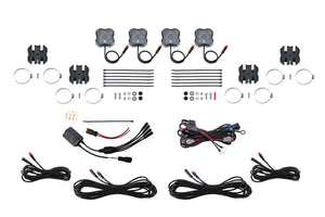 Diode Dynamics DD7751C Stage Series SXS Rock Light Installer Kit - RGBW M8 w/Controller (4-pack)