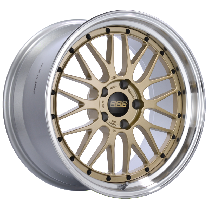 BBS LM272GPK LM 19x10 5x120 ET25 Gold Center Polished Lip Wheel -82mm PFS/Clip Required