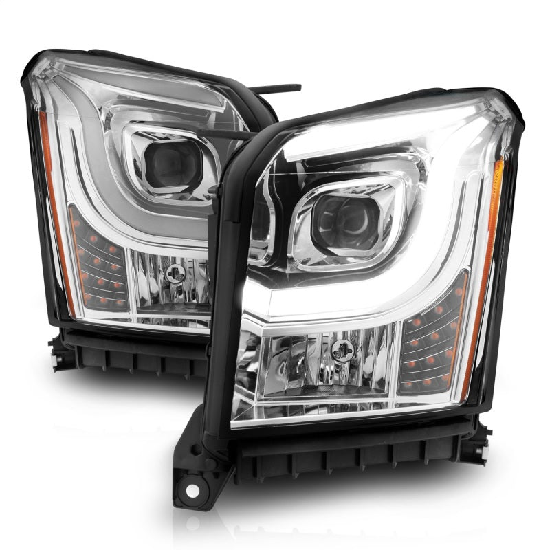 ANZO 111536 2017 fits GMC 15-20 Yukon XL Projector Headlights W Lightbar - Chrome/Amber