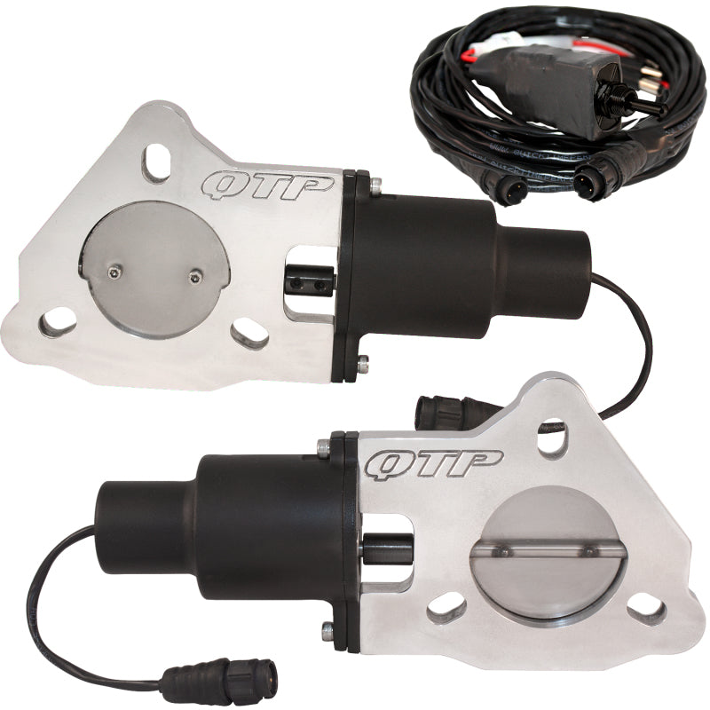 QTP QTEC50 2.5in Bolt-On QTEC Dual Electric Cutout Valves - Pair