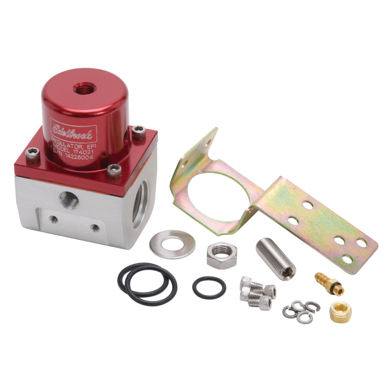Edelbrock 174021 Fuel Pressure Regulator EFI 180 GPH 35-90 PSI -10In/Out -6 Return Red/Clear