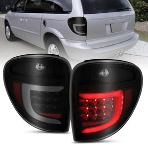 ANZO 311366 2004-2007 Dodge Grand Caravan LED Tail Lights w/ Light Bar Black Housing Smoke Lens