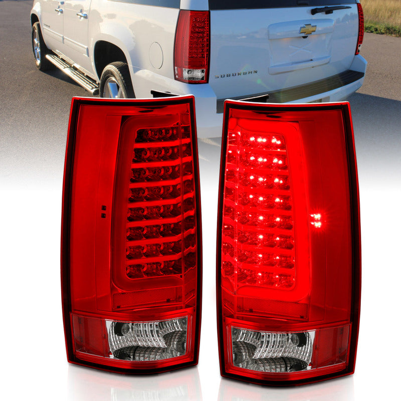 ANZO 311323 2014 fits Chevy 07-20 Tahoe LED Taillight Plank Style Chrome With Red/Clear Lens