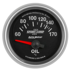AutoMeter 3648-M Autometer Sport-Comp II Gauge Oil Temp 2 1/16in 60-170f Electric Sport-Comp II