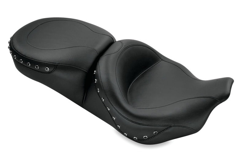 Mustang 76039 Electra Glide,Rd Glide,Rd King,Str Glide Touring 1PC Seat w/ Blk Pearl Studs - Black