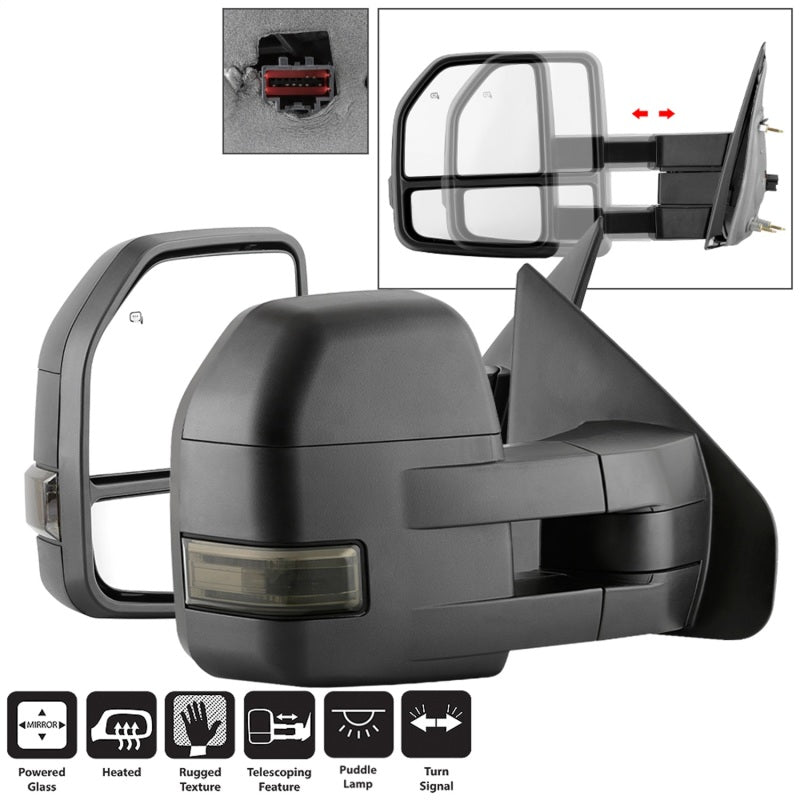 xTune 9943089 04-14 fits Ford F-150 Heated LED Telescoping Mirrors - Smoke (Pai