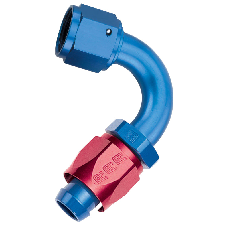 Russell 613400 Performance -6 AN Red/Blue 120 Degree Full Flow Swivel Hose End (With 9/16in Radius)