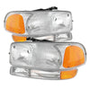 9027345 Xtune fits GMC 99-06 Sierra Headlights & Amber Bumper Lights Chrome HD