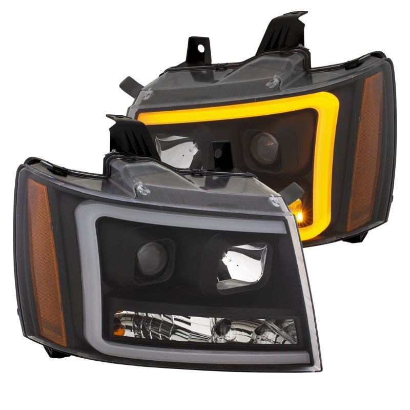 ANZO 111402 fits Chevy 07-14 Tahoe Projector Headlights w/ Plank Style Design Black w/ Amber