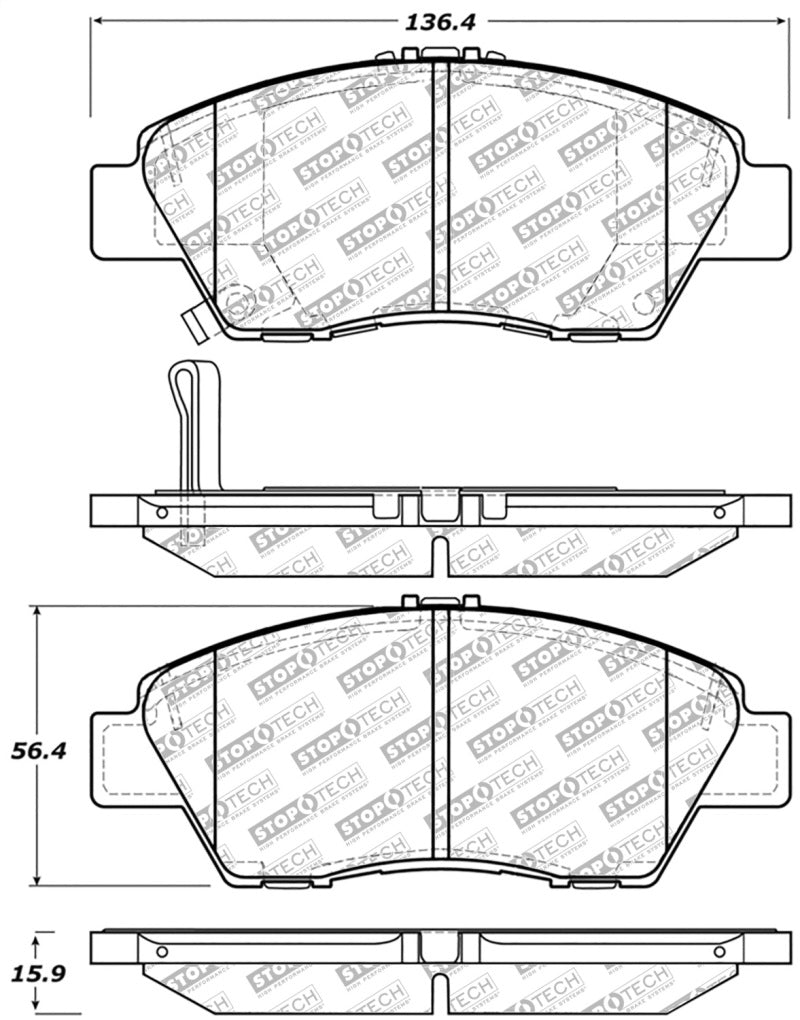 Stoptech 305.1394 Street Select Brake Pads - Front