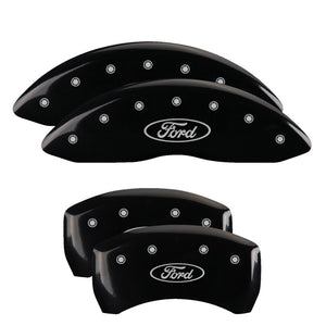 MGP 10222SFRDBK 4 Caliper Covers Engraved Front & Rear Oval logo/fits Ford Black