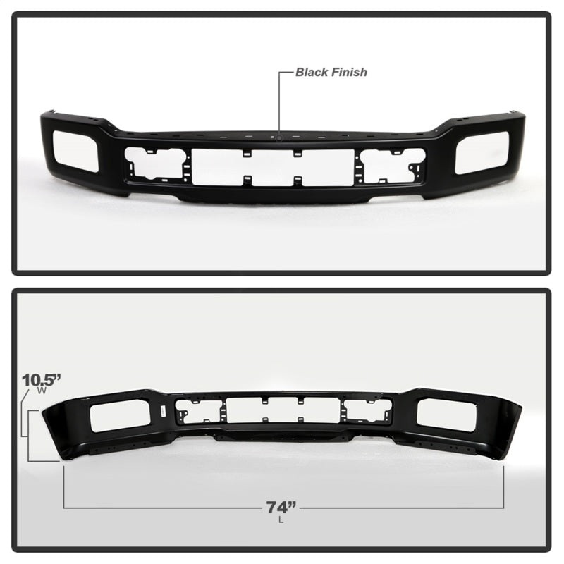 Spyder 9948442 fits Ford 18-20 F150 KING RANCH LIMITED w/Fog Lights Hole Front Bumper- Black (OEM JL3Z17757EAPTM)