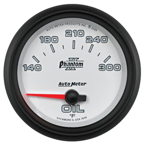 AutoMeter 7848 Autometer Phantom II 2 5/8in 140-300 Degree F Short Sweep Electronic Oil Temperature Gauge