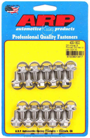 ARP 400-1802 Oil Pan Bolt Kit 6pt SS SBM & fits Pontiac V8