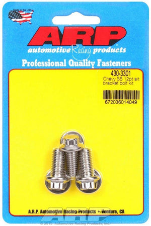 ARP 430-3301 S/S fits Chevy Alternator Bracket Bolt Kit 12pt.