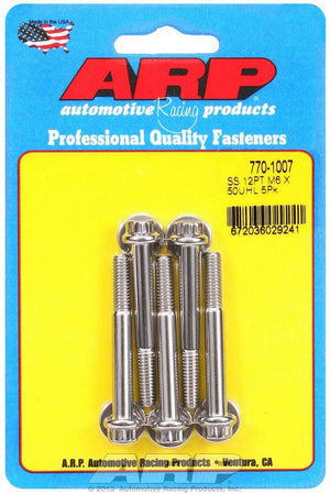 ARP 770-1007 S/S Bolt Kit - 12pt. (5) 6mm x 1.00 x 50mm