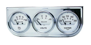 AUTOMETER 2325 2-1/16in Oil/Volt/Water Chrm Short Sweep Console