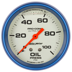 AUTOMETER 4221 2-5/8 Ultra-Nite Oil Press. Gauge 0-100psi