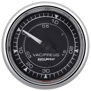 AUTOMETER 9759 2/16 Chrono Chrome Gauge Vac/Boost 30HG/30PSI