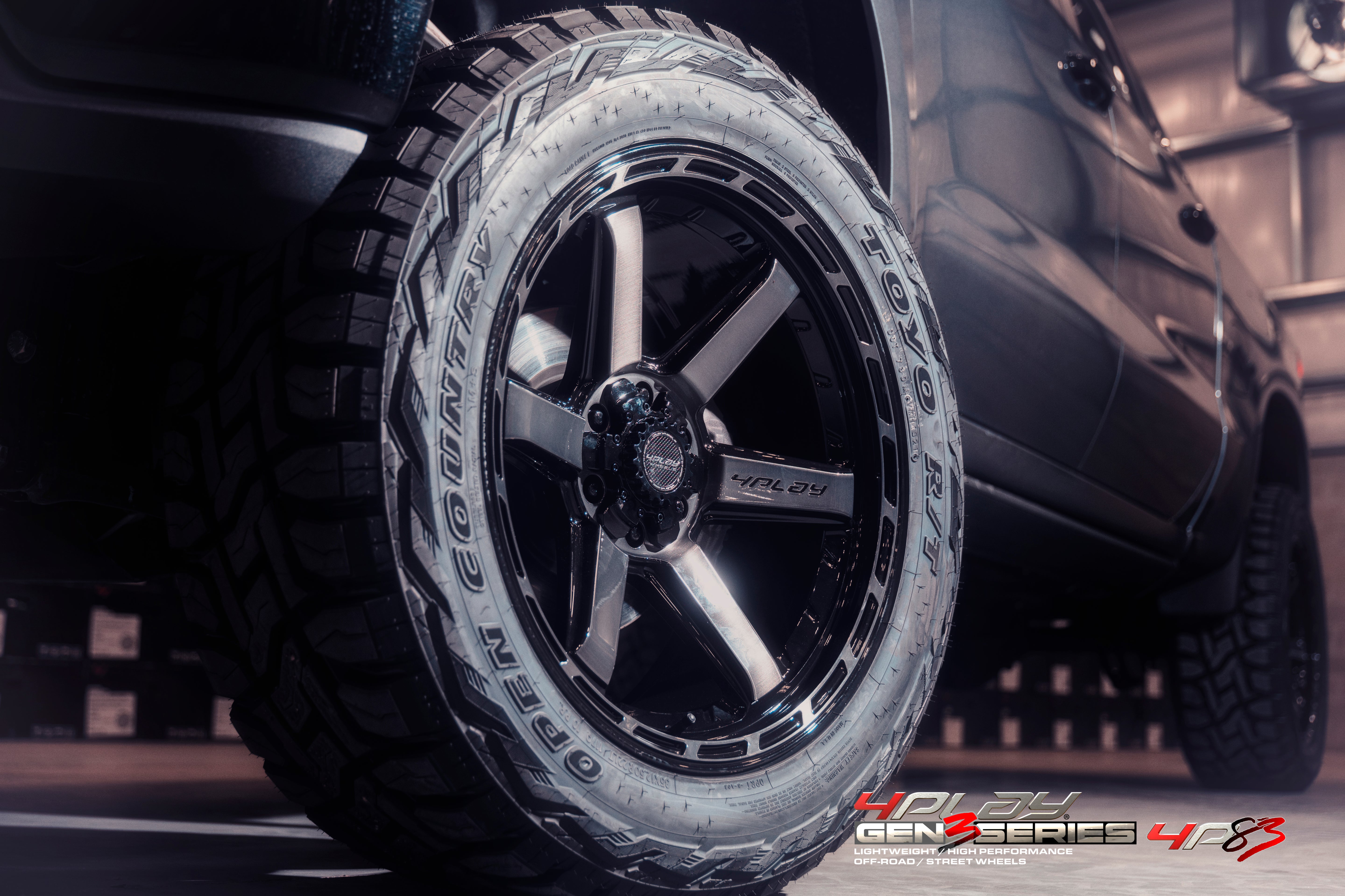 4PLAY 4P63-20100-5D55-18BBT Gen3 20x10 5x5" & 5x5.5" -18et in Brushed Black