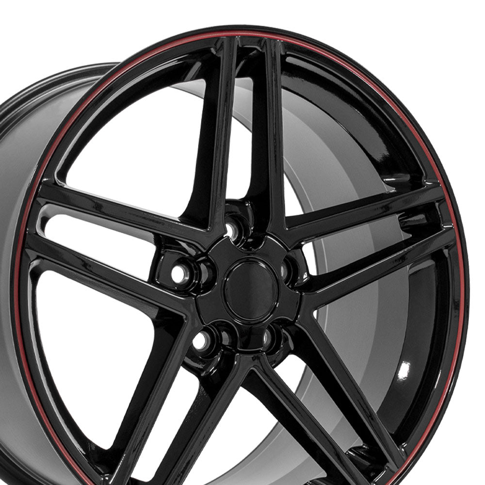 OE Wheels CV07B-19100-5475-65B 19" Replica fits Chevrolet Corvette C6 Z06 Black