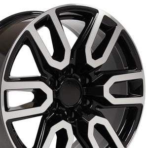 OE Wheels CV36-20090-6550-28MB 20" Replica fits GMC Sierra 20x9 Black Machined