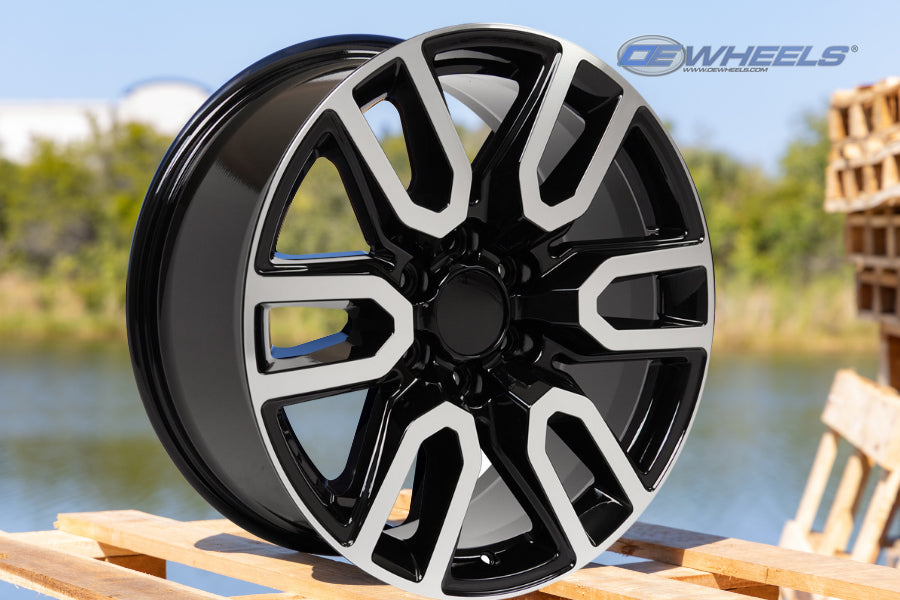 OE Wheels CV36-20090-6550-28MB 20" Replica fits GMC Sierra 20x9 Black Machined