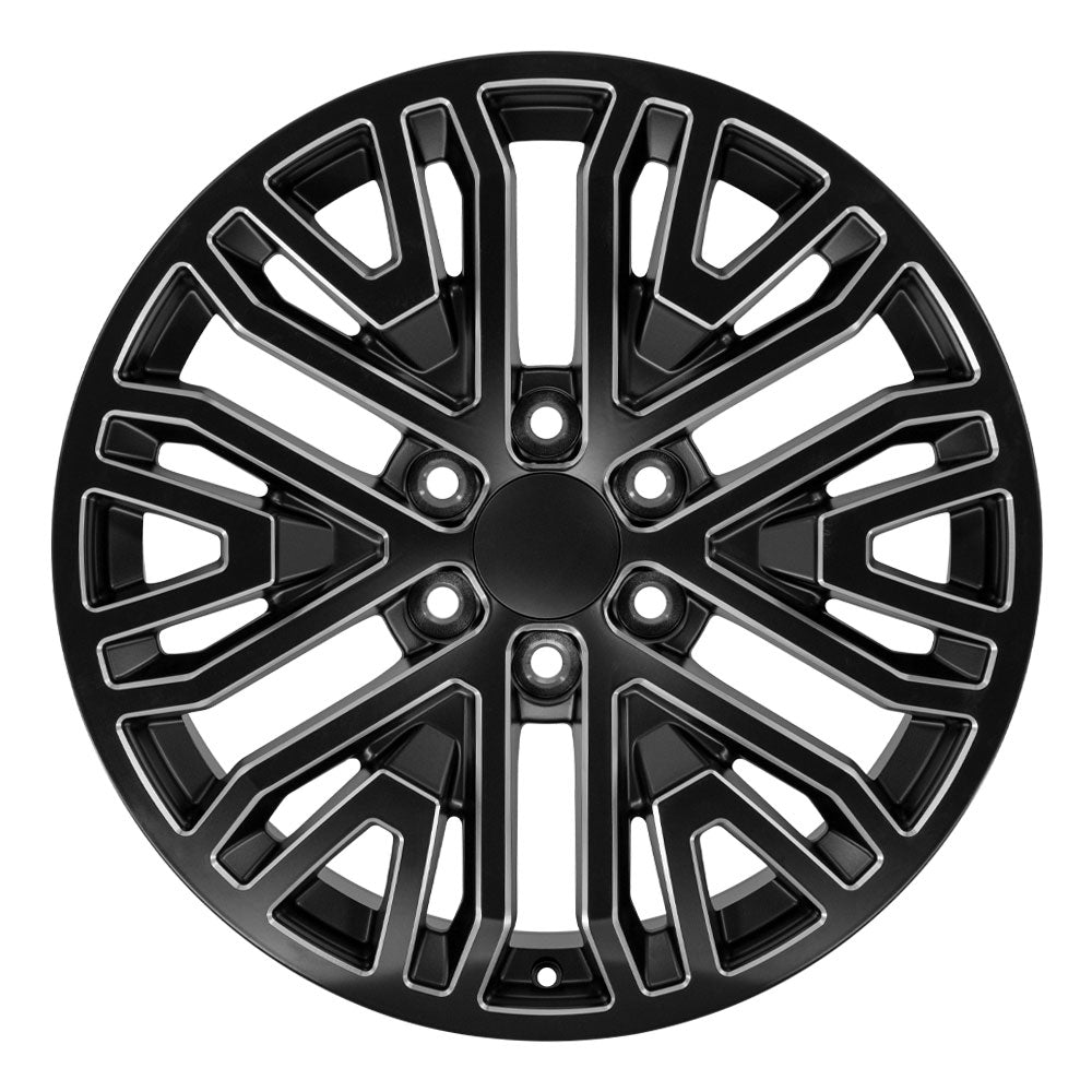 OE Wheels CV37-20090-6550-28B1M 20" Replica fits GMC Sierra 1500 Black Milled