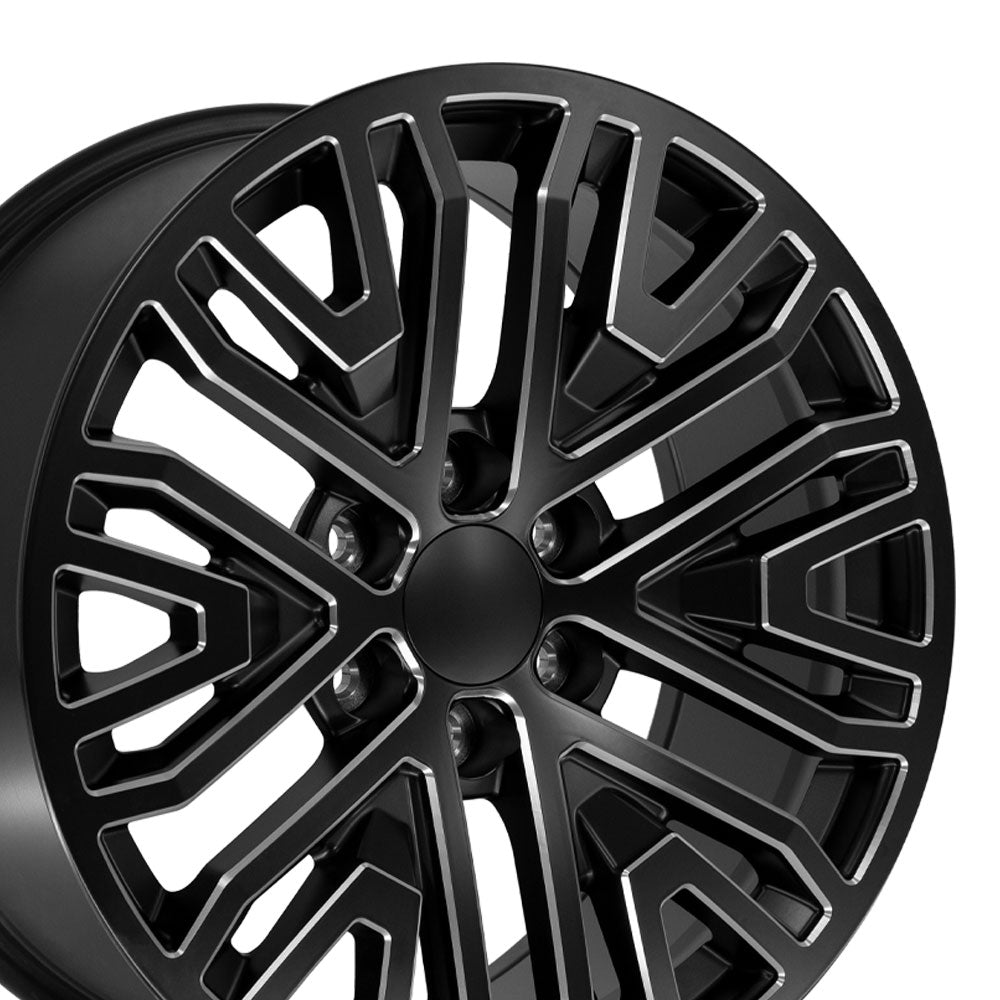 OE Wheels CV37-20090-6550-28B1M 20" Replica fits GMC Sierra 1500 Black Milled