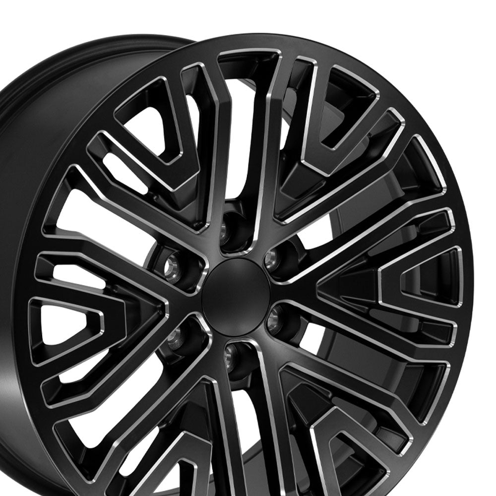 OE Wheels CV37-20090-6550-28B1M 20" Replica fits GMC Sierra 1500 Black Milled