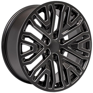 OE Wheels CV37-22090-6550-28B1M 22" Replica fits GMC Sierra 22x9 Black Milled