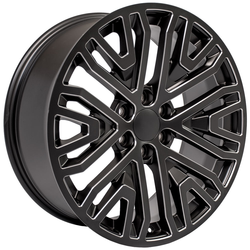 OE Wheels CV37-22090-6550-28B 22" Replica CV37 fits GMC Sierra 22x9 Black