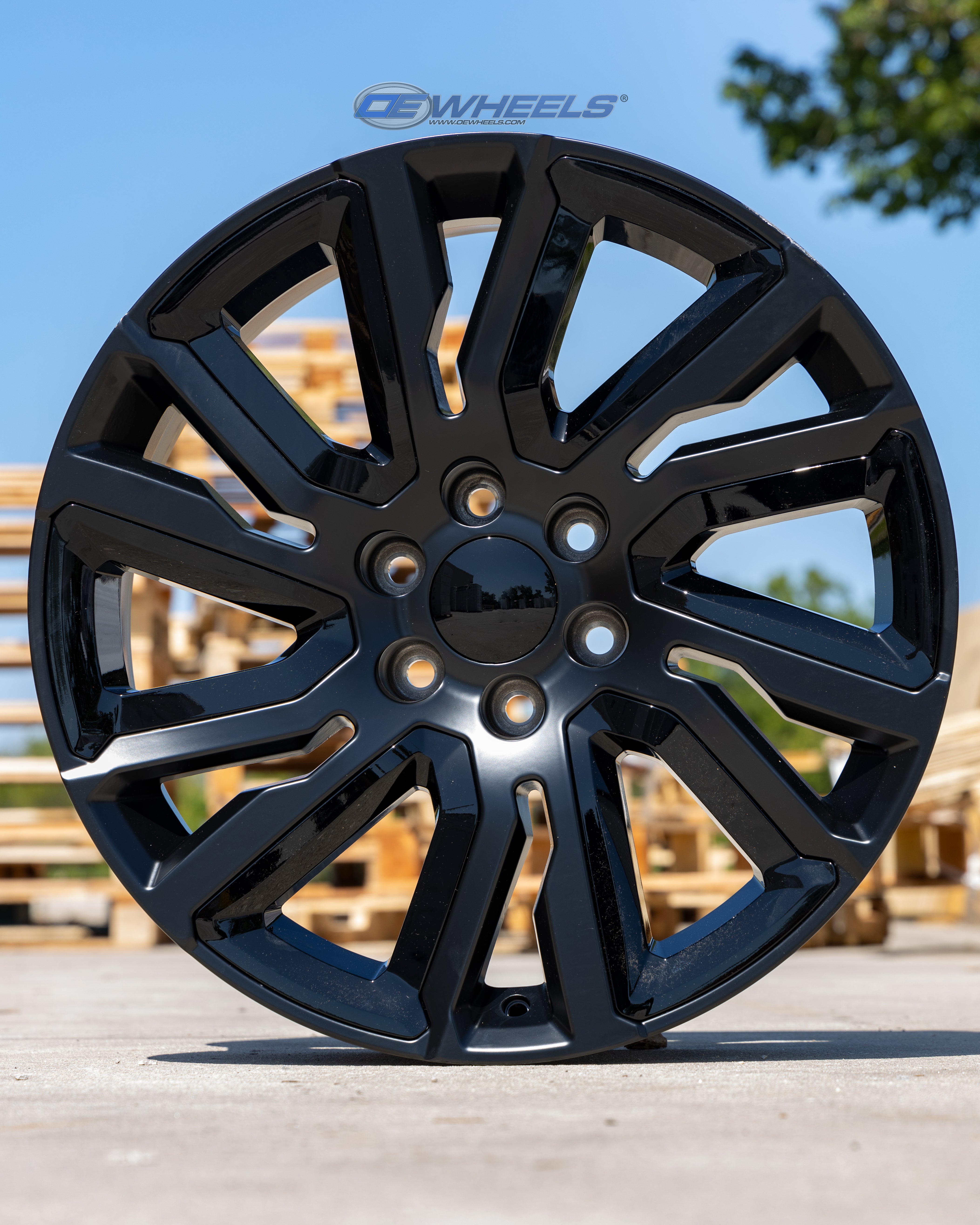 OE Wheels CV39-22090-6550-28B1-ib 22" Replica fits GMC Sierra 22x9 Satin w/Black