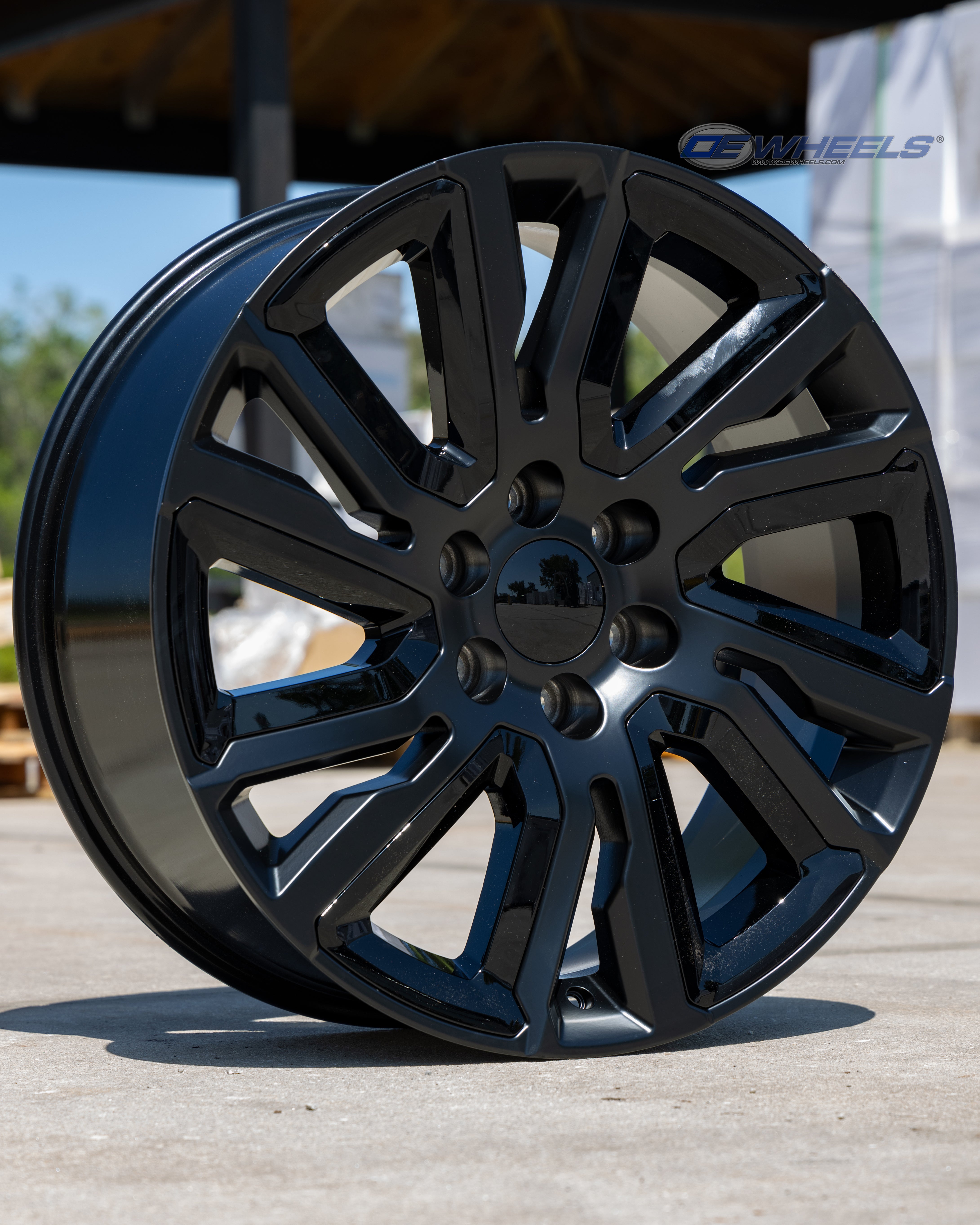 OE Wheels CV39-22090-6550-28B1-ib 22" Replica fits GMC Sierra 22x9 Satin w/Black