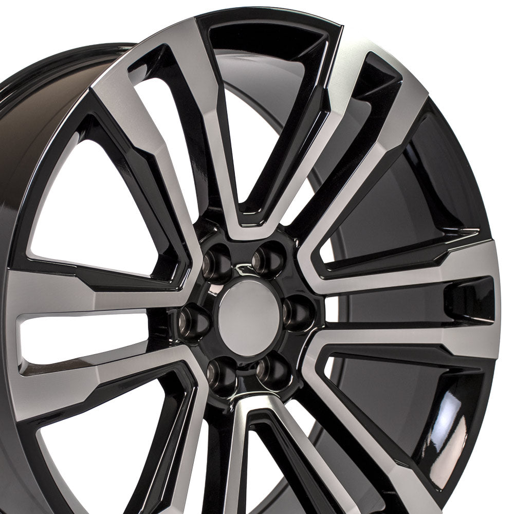 OE Wheels CV44-22090-6550-24MB 22" Replica CV44 fits GMC Yukon 22x9 Black Mach'd