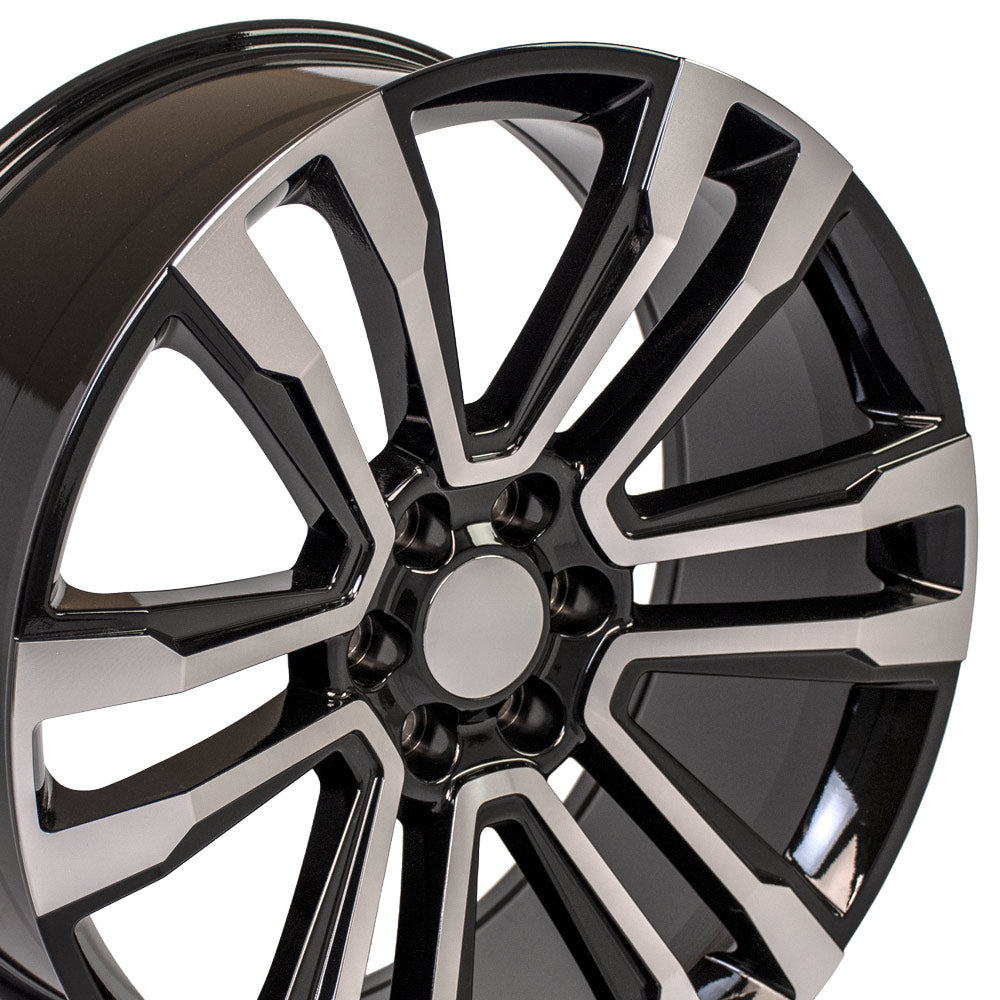 OE Wheels CV44-22090-6550-24MB 22" Replica CV44 fits GMC Yukon 22x9 Black Mach'd