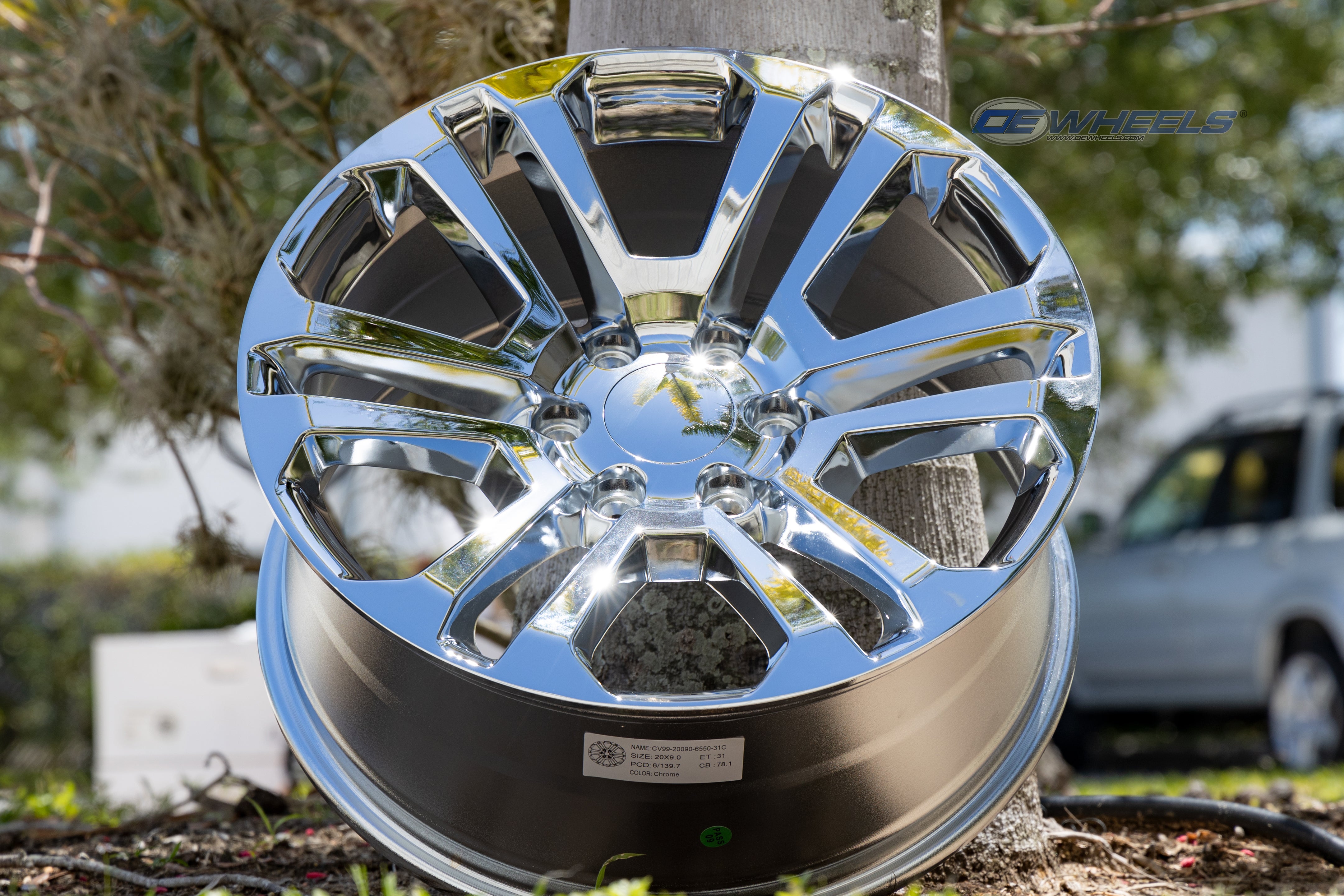 OE Wheels CV99-22090-6550-24C 22" Replica CV99 fits GMC Sierra 22x9 Chrome