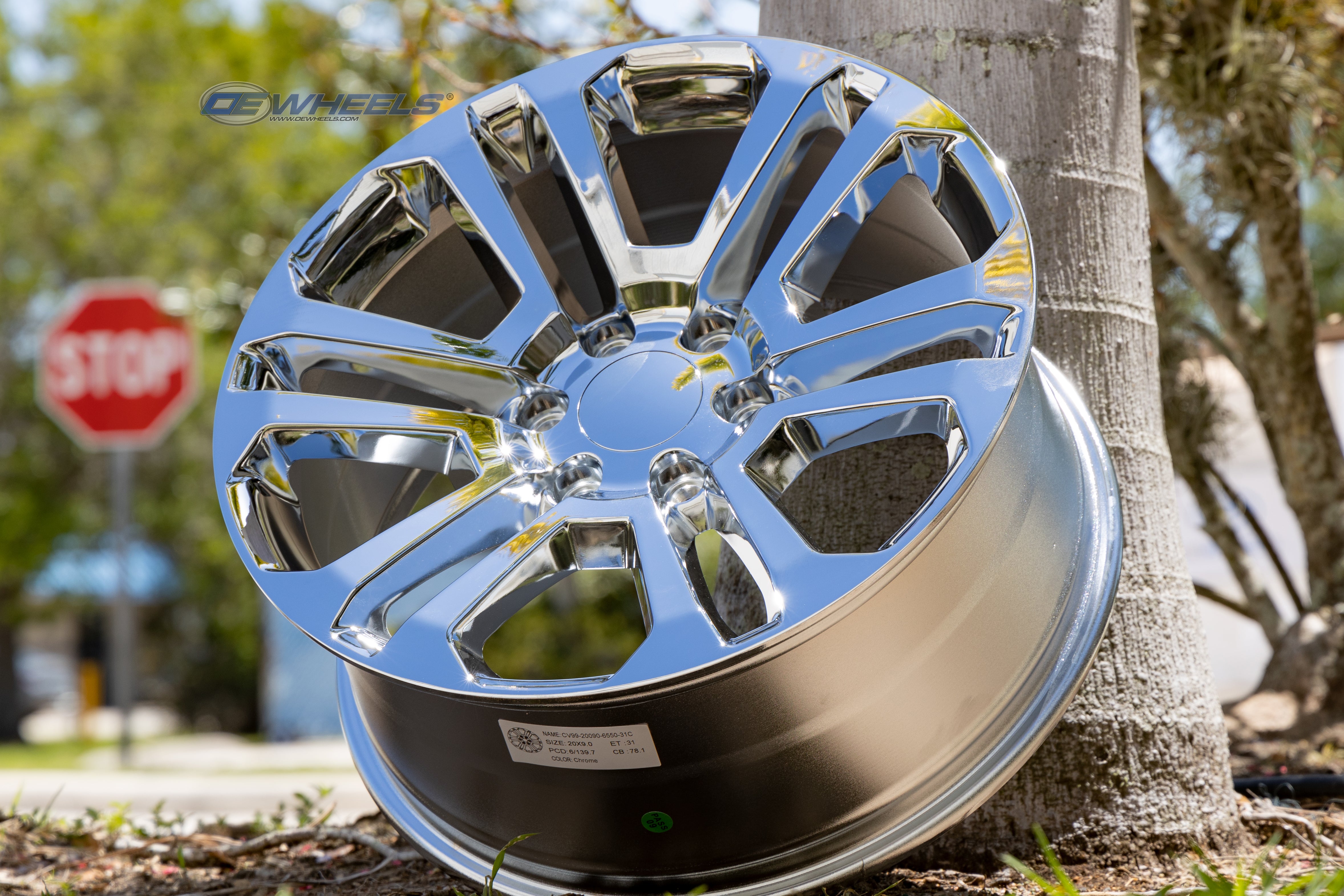 OE Wheels CV99-22090-6550-24C 22" Replica CV99 fits GMC Sierra 22x9 Chrome