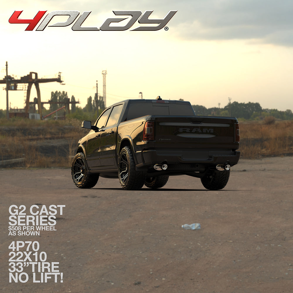 4PLAY 4P70-22100-5D55-24BBT-FX 22x10 fits Ram-Dodge-Jeep-GM-Ford Black Rim