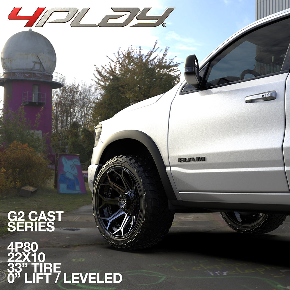 4PLAY 4P80R-20100-6D55-18BBT Gen2 20x10 6x135mm & 6x5.5" -18et in Brushed Black