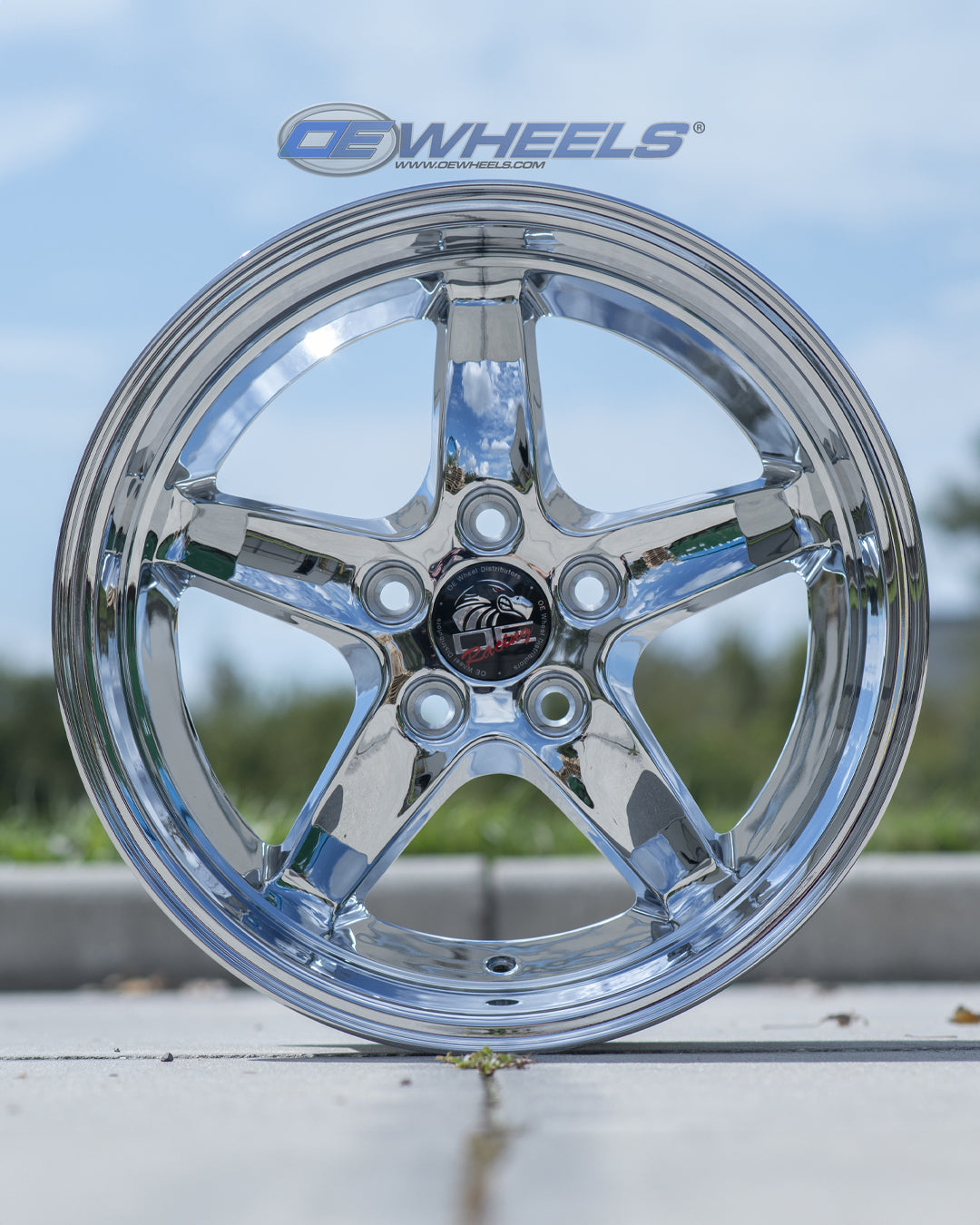 OE Wheels FR04B-D17105-5450-27C 17" Replica Fits Ford Mustang Cobra Rim Chrome