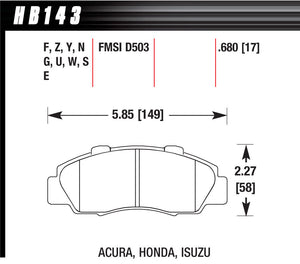 HAWK BRAKE HB143F.680 Performance Street Brake Pads (4)