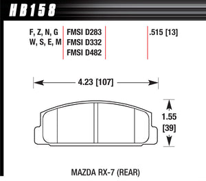HAWK BRAKE HB158F.515 Street Brake Pads Rear fits Mazda RX-7 HPS