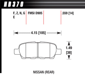 HAWK BRAKE HB370N.559 Brake Pad HP Plus fits Nissan Rear