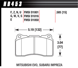 HAWK BRAKE HB453Z.585 Performance Street Brake Pads(4)
