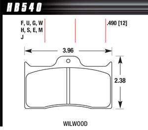 HAWK BRAKE HB540G.490 BRAKE PAD DYNALITE FRONT AND REAR DTC-60