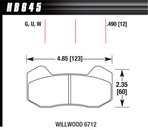 HAWK BRAKE HB645W.490 BRAKE PAD DYNAPRO 6 FRONT AND REAR DTC-30