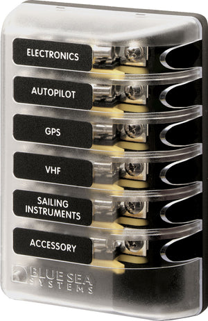 BLUE SEA 5018-BSS FUSE BLOCK 3AG 6CIRCUIT